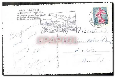 Lourdes — Objawienie Najświętszej Panny Maryi — wydawnictwo P. Douat, nr 108 B — Rewers