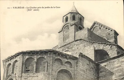 Valrèas - A Torre da Igreja vista do jardim da Cure (século XII) — Edições J. Bruu e Cie, Carpentras, n°12
