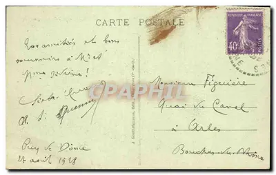 Cume do PUY DE DOME — O Templo de Mercúrio e a Auberge — g.d'o. n°581 — Verso