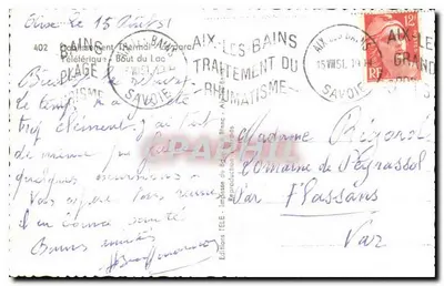 Aix-les-Bains — Souvenir d'Aix-les-Bains — Wydawnictwo TÉLÉA — Rewers