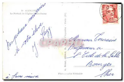 Portał Katedry Najświętszej Panny Maryi — Alençon — wydawca G. Réant — Rewers