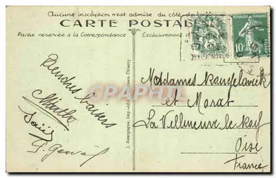 Castelo de Ognon — Arredores de Senlis (Oise) — Edit. J.B. — Verso