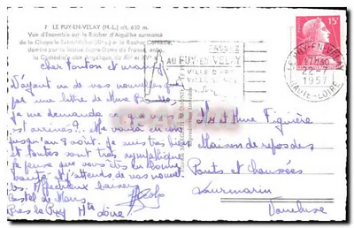 Le Puy-en-Velay — Ogólny widok na Rocher d'Aiguilhe i Rocher Cornette — Wydawca EINO — Rewers