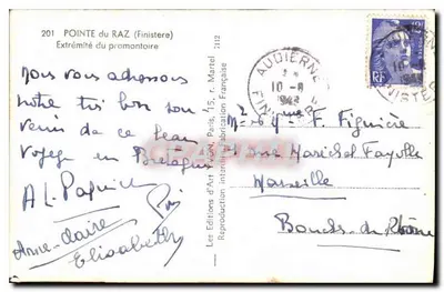 Ponta do Raz — Extremidade do promontório — Les Editions d'Art Yvon, Paris, n°201 — Verso