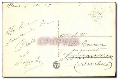 Paris — Igreja da Madeleine — A.J.N. n°121 — Verso