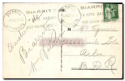 Biarritz — Ogólny widok z wieży morskiej — Cie des Arts Photomécaniques — Rewers
