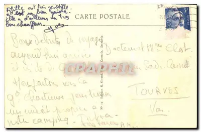 Grenoble — Statua Herkulesa w Ogrodzie Miasta — Wydawnictwo R. Girard, nr 12 — Rewers