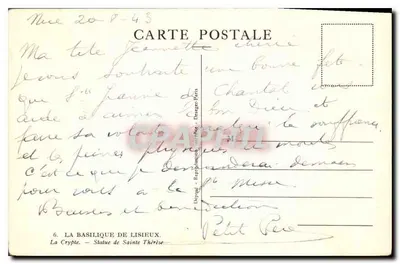 A Cripta — Estátua de Santa Teresinha — Dépagné, Paris — Verso