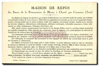Châtel-le-Couvent (Jura) — À esquerda, a Casa de Repouso — Verso