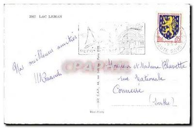 Ilustrowana kartka pocztowa Alp Bernoiskich — Jezioro Leman — wydawca C.A.P. nr 2067 — Rewers
