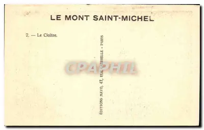 Widok na Mont Saint-Michel — Klasztor — Wydawnictwo Mayo, 47 rue Gabriel, Paryż — Rewers