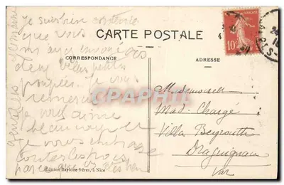 NICE — Ogólny widok, z Mont Boron — Wydawnictwo Bayionne frères, Nice — Rewers