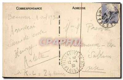 Beauvais — Casa das Faianças, Rua da Manufatura Nacional — Henri E. Brun — Verso