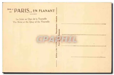 Notre-Dame w Paryżu — Seina na Quai de la Tournelle — Wydawnictwo Art YVON, Paryż — Rewers