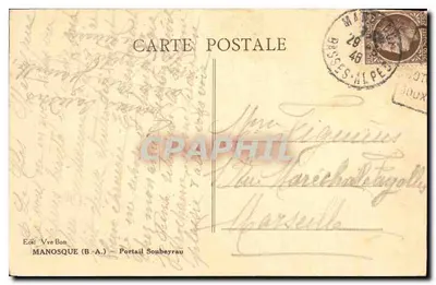 Portał Soubeyrau — Manosque — wydawca Vve Bon — Rewers