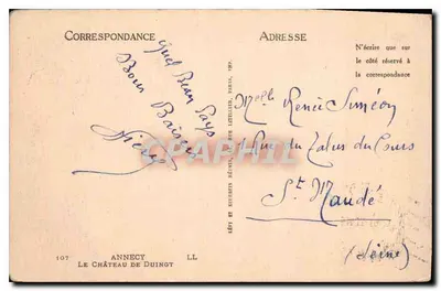 Zamek w Duingt — Annecy — Wydawca LL, nr 107 — Rewers
