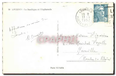 Lourdes - La Basilique et l'Esplanade — Édition Photo Véritable, n°39 — Verso