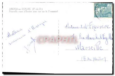 Ardes-sur-Couze — Nova estrada de Issoire com vista para o Fromental — Foto Léon de Valon — Verso