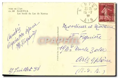 Brzegi Jeziora Nantua — Widoki z Ain, CA 68 — Wyd. Edite Malhouse-Bornach — Rewers