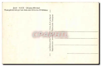 Ogólny widok Nicei — widok z ogródka zamkowego — Wydawnictwo Sztuki 'YVON' Paryż — Rewers