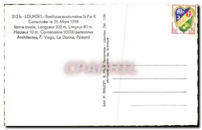 Underground Basilica Saint-Pierre-X — Lourdes — publisher P. Doucet — Back