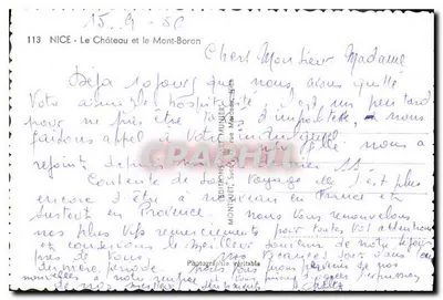 Nice — Zamek i Mont-Boron — Wydawca Minnier, nr 113 — Rewers