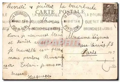 La Bourboule — Vista generale e il Funicolare — G.D'O. - 174 — Verso