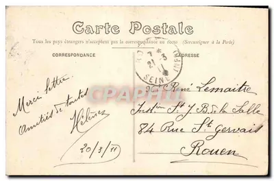 Dieppe — Zamek widziany z plaży — G. Huschans — Rewers