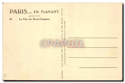 Le Parc des Buttes-Chaumont — Vue du temple sur la falaise — Éditeur Yvon, n°48 — Verso