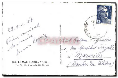Widok Grotty Grette - Mas d'Azil - Ariège — Marcel Pendariès — Rewers