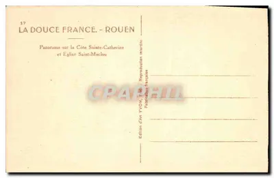Rouen — Panorama wybrzeża św. Katarzyny i Kościoła św. Maclou — Wydawnictwo Art YVON — Rewers