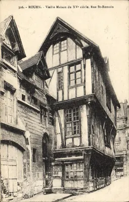 Rouen — Stara domowa z XV wieku, Rue St-Romain — Karta pocztowa n°326, wydana przez La Gigogne