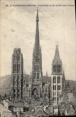 Katedra w ROUEN — Pełny widok z Grosse Cloche — Karty « La Cigogne »