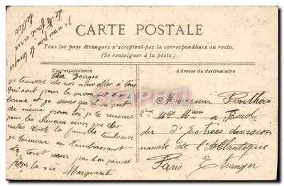 Stara pocztówka Brest Rue Prefecture Naritime — Rewers