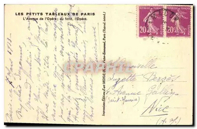 Avenue de l'Opéra — Paryż — wydawca MONA, numer serii nieczytelny — Rewers