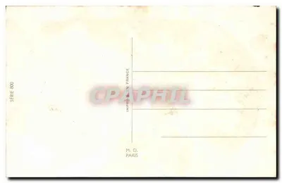 Zamieciony wiosenny wieś — scena nocna z kościołem i parą — M. D. Paris, seria 800 — Rewers