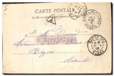 Bar-le-Duc - Estátua do Maréschal Exelmans — Livraria A. Laurent, n° 381 — Verso