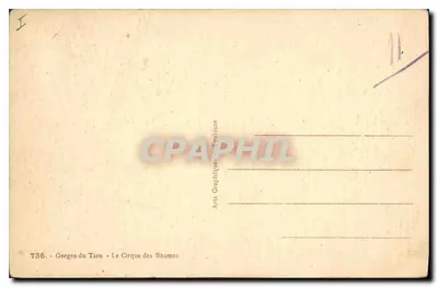 Gorges do Tarn — O Circo das Baumes — Arts Graphique Toulouse, n° 736 — Verso