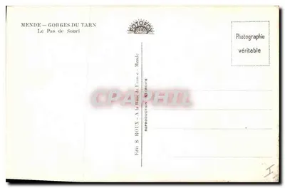 Gorges do Tarn — O Pas de Souci — Ed. S. Roux, Mende — Verso