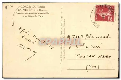 Góry Tarn — Sainte-Énimie (Lozère) — Wydawnictwo Art Martel — Rewers