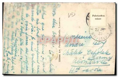 Bilhete postal antigo Founex — Verso