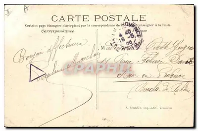 Katedra w Chartres i plac Chatelet — n°24 — A. Bourdier, wydawca Versailles — Rewers