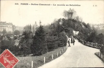 PARIS – Buttes Chaumont – A subida ao Belvédère — J. H. — n° 315