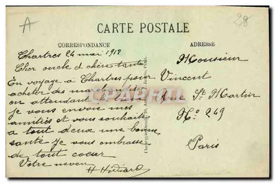Chartres — Ogólny widok — Wydawca: Phototypies Jules Paris — Rewers