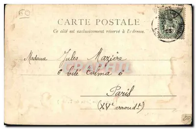 Le Charmeur d'oiseaux (au Jardin des Tuileries) — éditeur : Théophile Marique, n° de série non visible — Verso