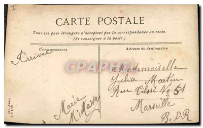 Marselha. Nossa Senhora da Guarda — vista da basílica e da estátua — editor L.V. & Cie, n° 44 — Verso