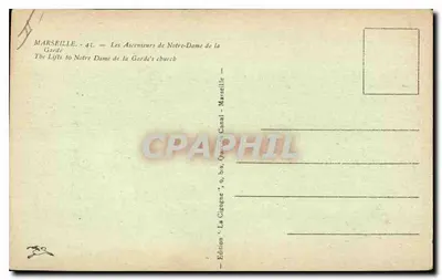 Wzniesienia Bazyliki Notre-Dame de la Garde — Marsylia — Wydanie 'La Cigogne' n° 45 — Rewers