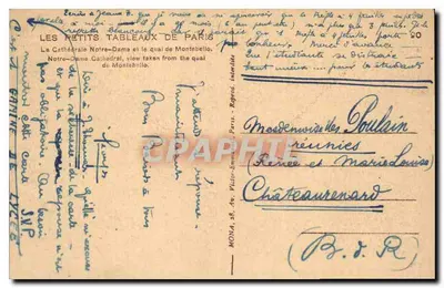 Notre-Dame w Paryżu — widok z nabrzeża Montebello — wydane przez MONA — Rewers
