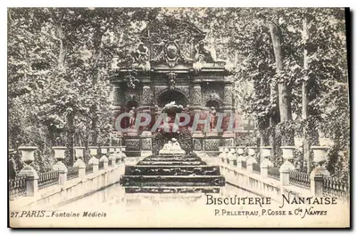 Paris - Fontaine Médicis — vista da fonte cercada por vegetação — P. Pelletrau, P. Cosse & Cie NANTES