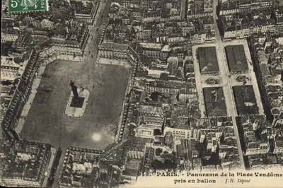 PARYŻ — panorama Plac Vendôme — z balonu — J.H. Déposé